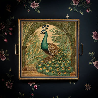 Peacock Elegance Decorative Tray
