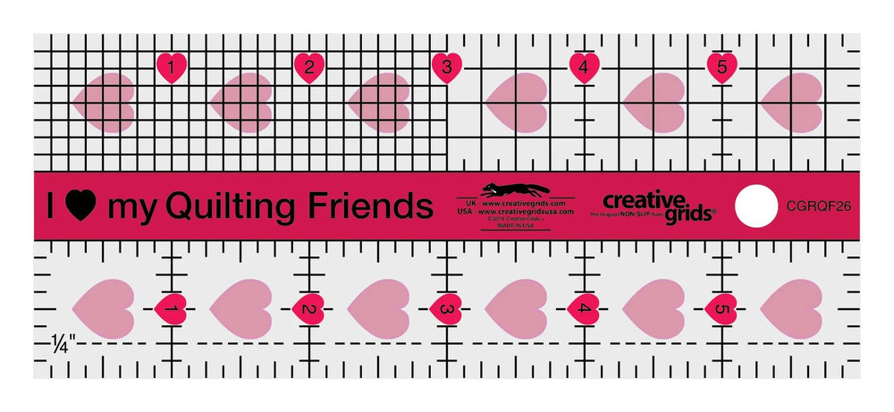 Creative Grids I Love My Quilt Friends Mini Quilt Ruler 2.5" x 6"