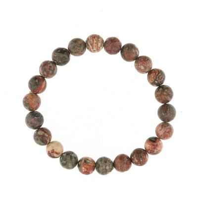 Bracelet Rond Jaspe Rouge Léopard - Perles de 8 mm