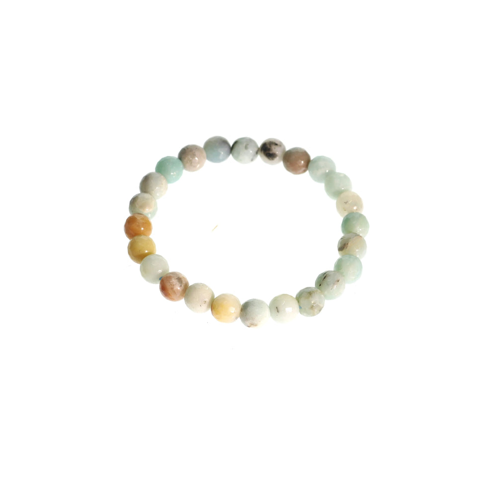 Bracelet Rond Facetté Amazonite Multicolore - 8mm