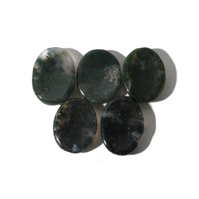 Lot de 5 pierres de souci en agate mousse verte