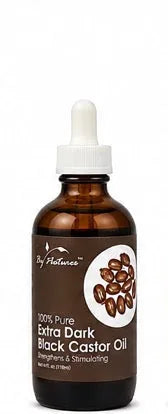 BY NATURE'S 100% PURE EXTRA DARK BLACK CASTOR OIL 4 OZ
