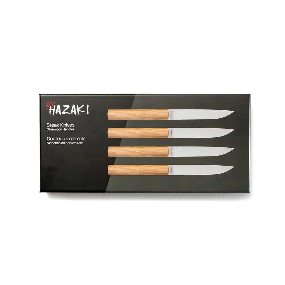 Ensemble de 4 couteaux à steak Hazaki - Bois d'olivier