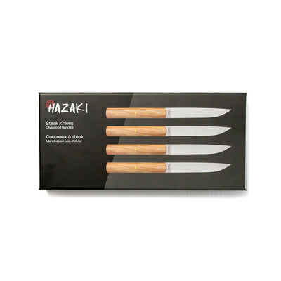 Ensemble de 4 couteaux à steak Hazaki - Bois d'olivier