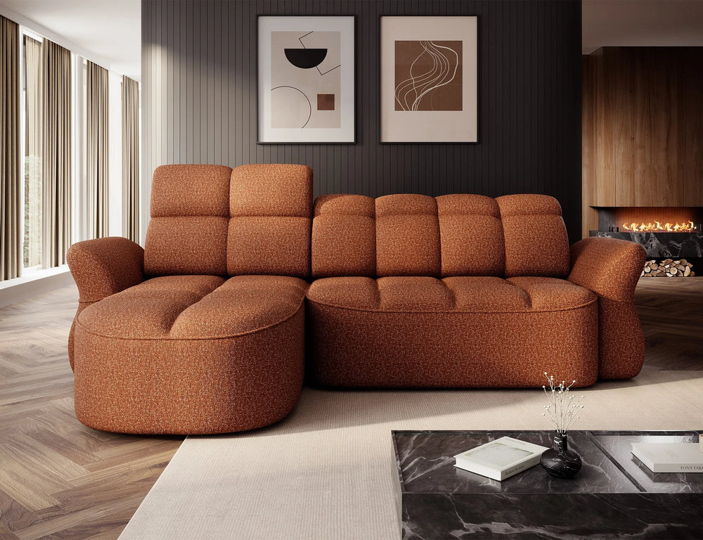 Canapé-lit causeuse Beneth avec rangement - Rust brique
