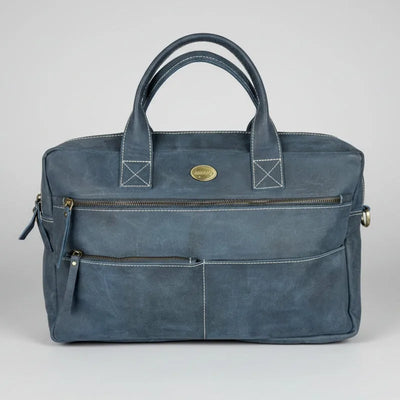 Sacoche d'ordinateur portable en cuir de buffle 17". Mallette de voyage avec passant pour bagage