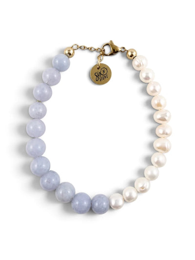 Bracelet Perles et Bleuets Crémeux