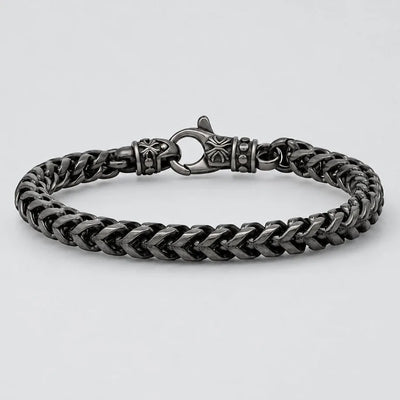 Bracelet en acier inoxydable à chaîne blé noire furtive pour hommes, bijou de motard