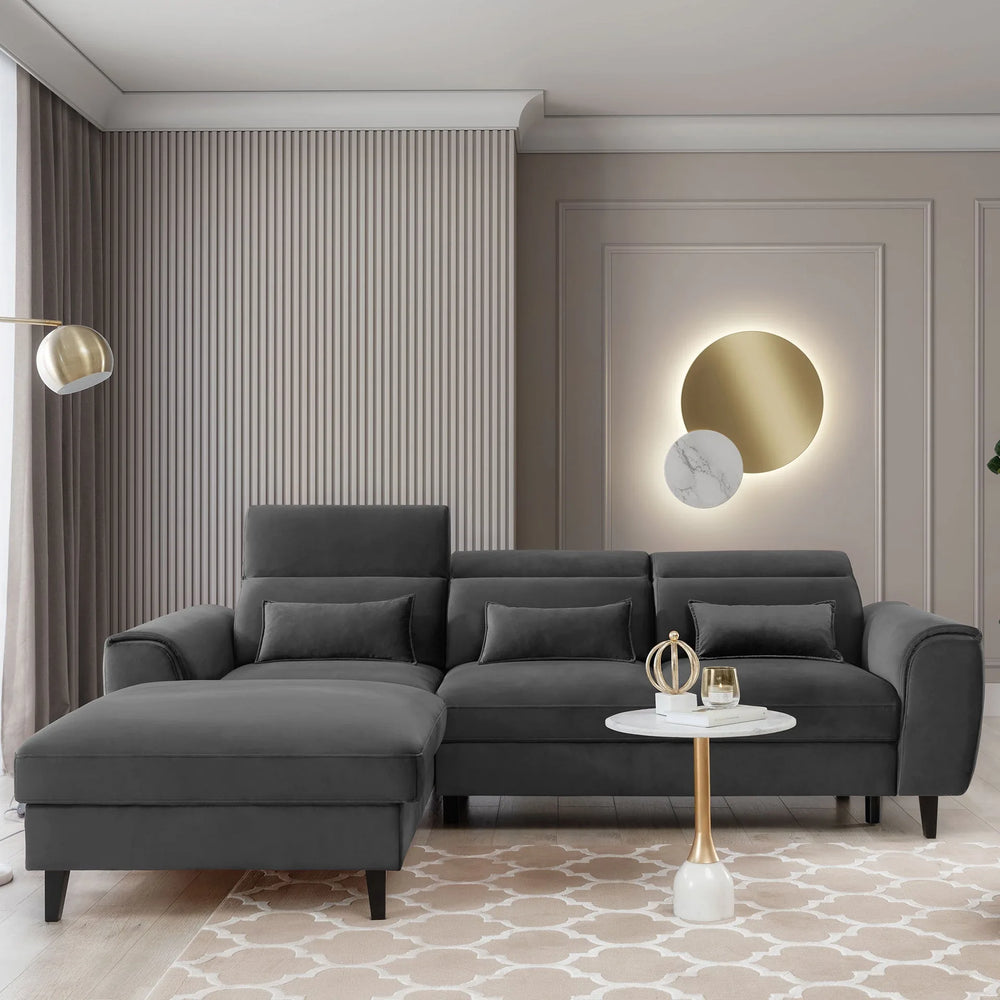 Canapé sectionnel Foble avec rangement et méridienne - Gris foncé
