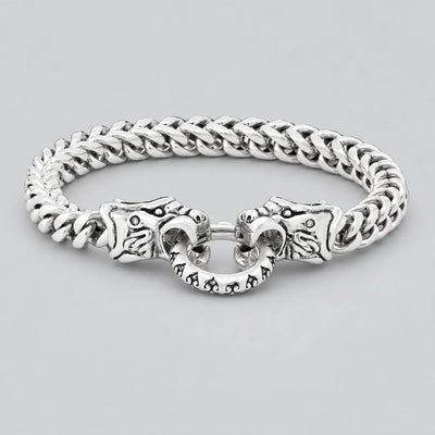 Bracelet Robuste en Acier pour Homme - Fermoir Tête de Dragon - Bijou Motard