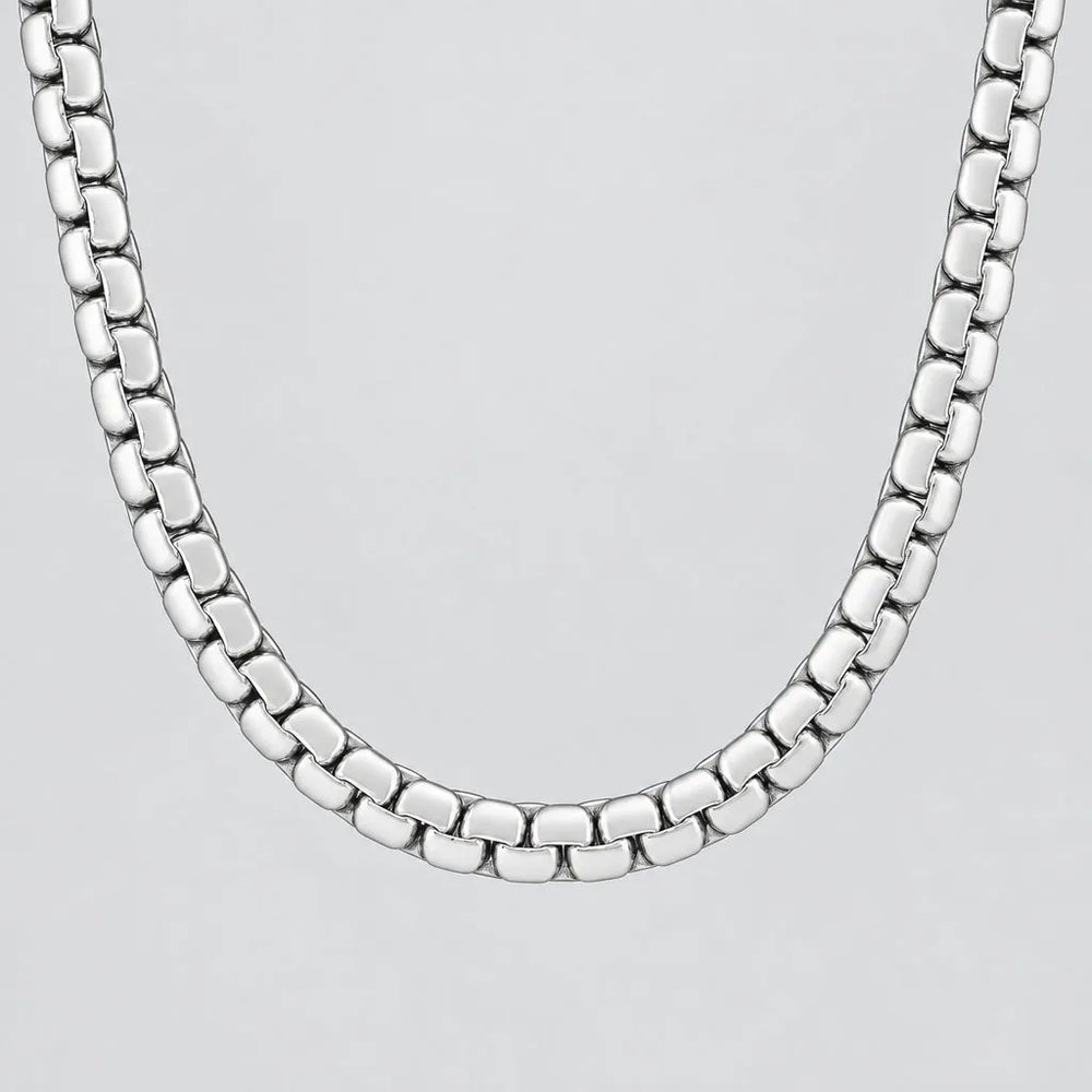 Collier pour hommes en acier inoxydable à maille plate pour motards