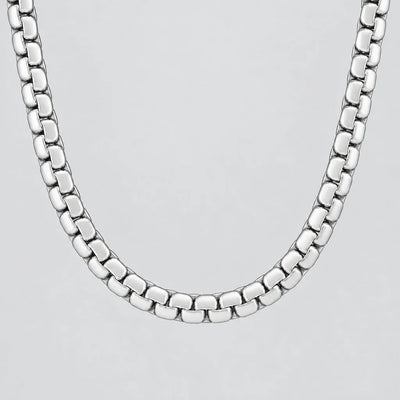 Men’s Stainless Steel Flat Box Chain Necklace for Bikers