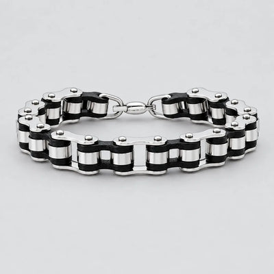 Bracelet de chaîne de vélo industrielle bicolore en acier inoxydable pour hommes