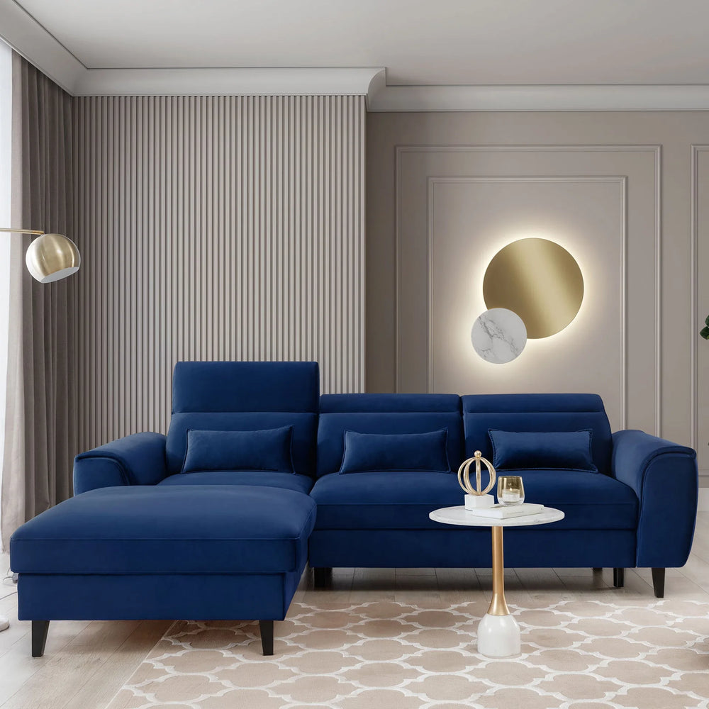Canapé sectionnel Foble avec rangement et méridienne - Bleu Royal