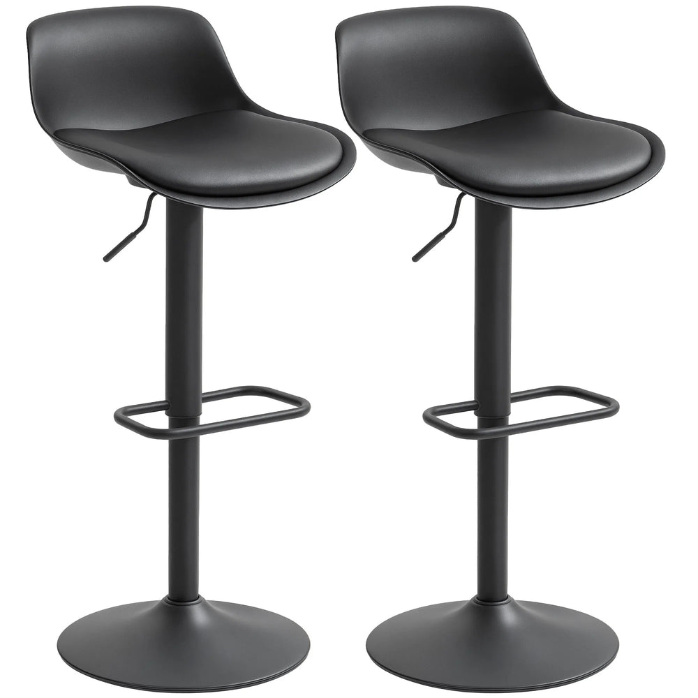 Zee Ensemble de 2 tabourets de comptoir/bar avec hauteur réglable et siège pivotant - Noir