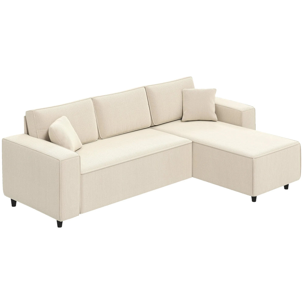 Sectionnel Réversible Ronny avec Chaise Longue Modulable - Blanc Crème