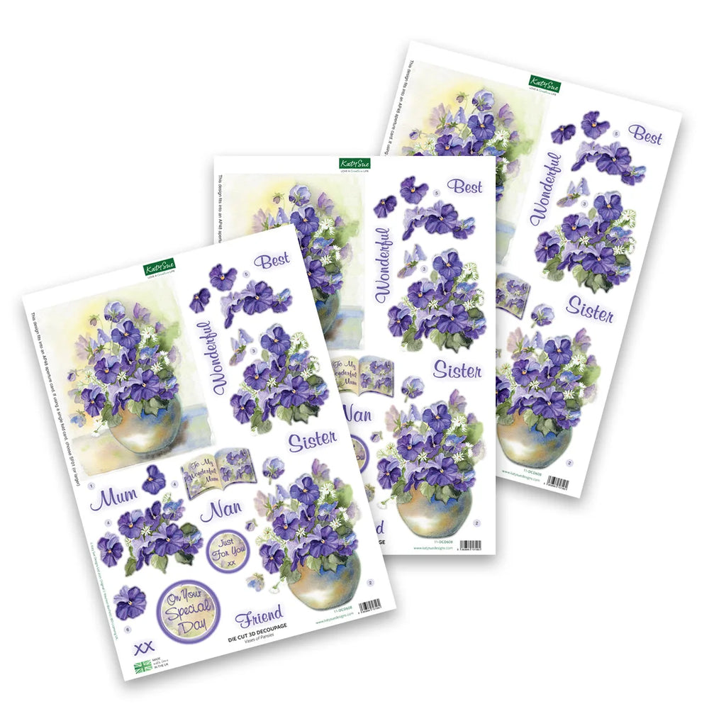 Découpage prédécoupé – Vases de pensées (paquet de 3)