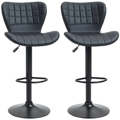 Avion Counter/Barstools with Adjustable Height and Swivel-Set of 2-Black