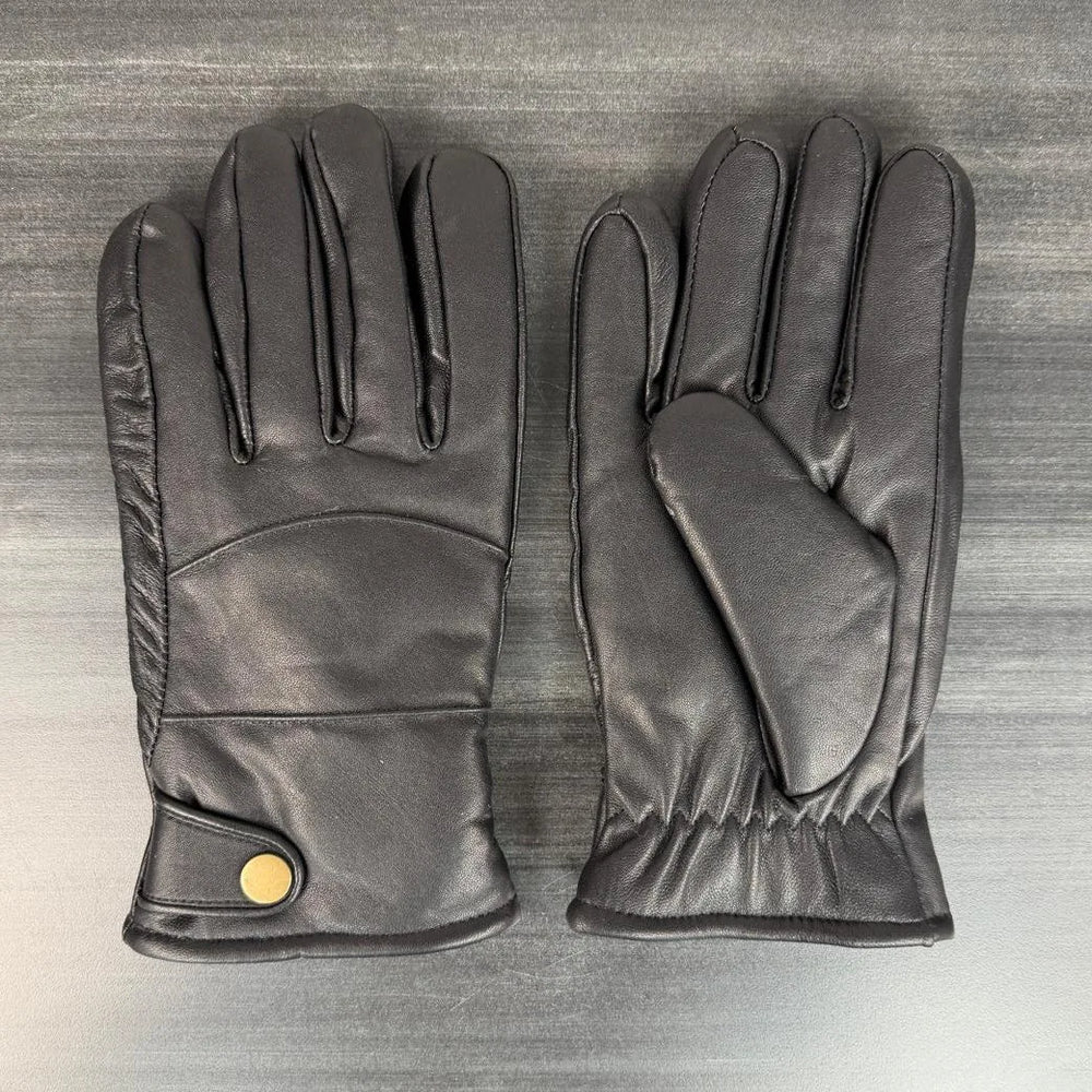Men’s Sheep Leather Winter Gloves with Thick Fleece
