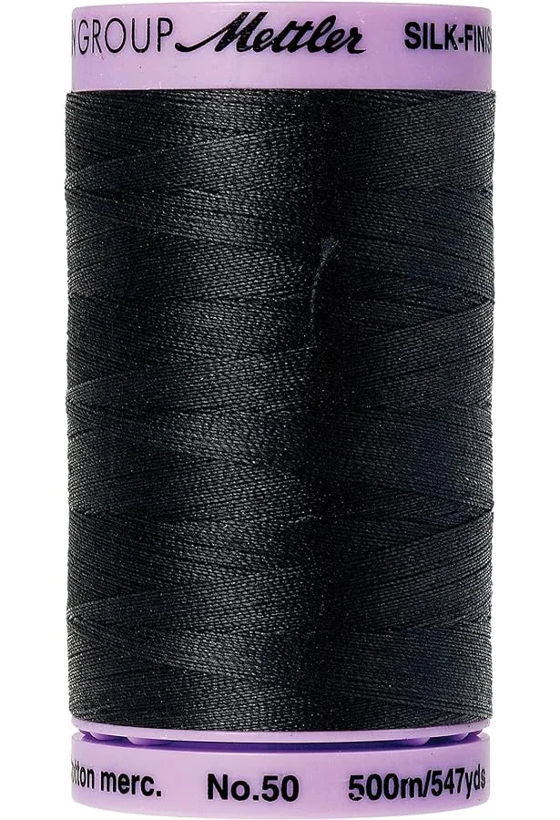 Mettler Silk-Finish - Noir - Fil de coton uni 50wt 547 vg / 500 m