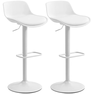 Zee Ensemble de 2 tabourets de comptoir/bar avec hauteur réglable et siège pivotant - Blanc