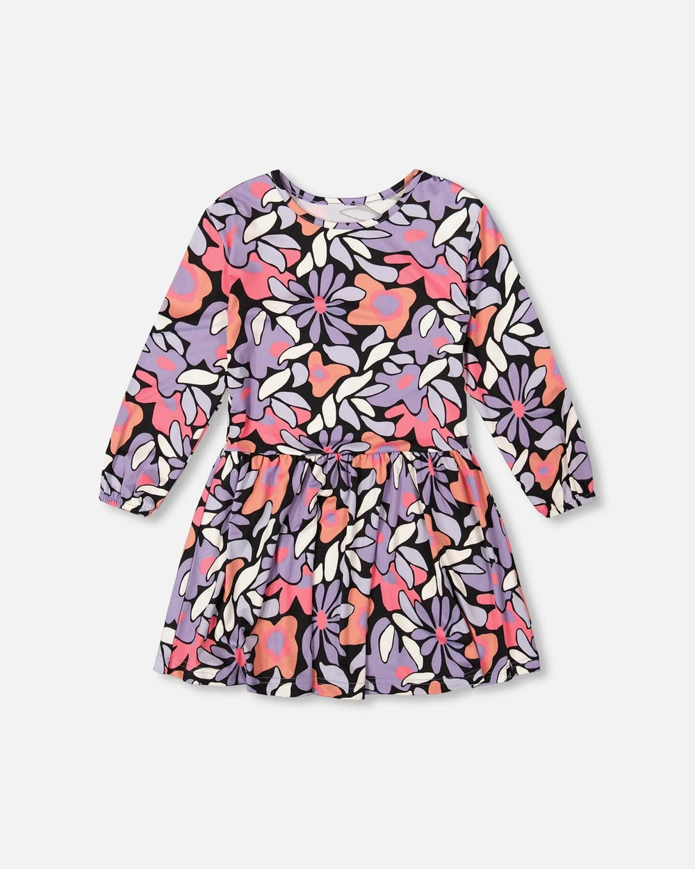 Robe en jersey avec imprimé floral rétro noir