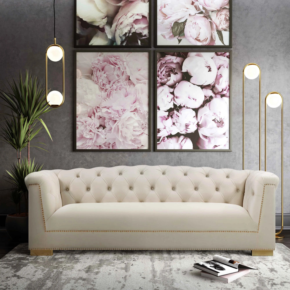 Canapé Luxueux Tulcea en Velours Tufté - Plusieurs Couleurs Disponibles