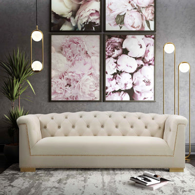 Canapé Luxueux Tulcea en Velours Tufté - Plusieurs Couleurs Disponibles