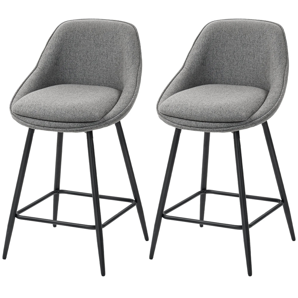 Tabourets de comptoir Reece 26" avec pivotement et dossier – Ensemble de 2 – Gris foncé