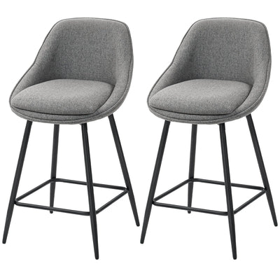 Tabourets de comptoir Reece 26" avec pivotement et dossier – Ensemble de 2 – Gris foncé