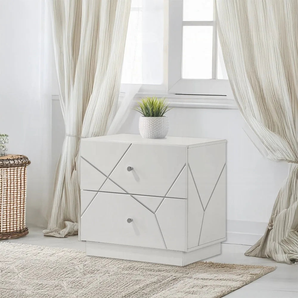 Table de nuit haute brillance Pearl - Blanc