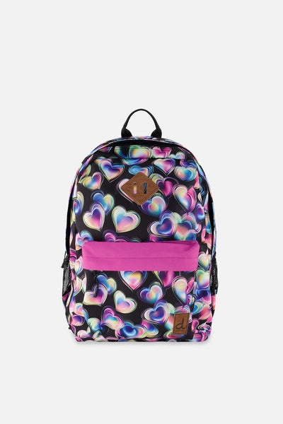 Sac à dos pour enfants noir imprimé cœurs