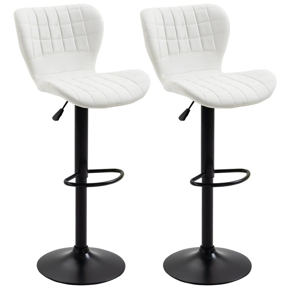Avion Counter/Barstools with Adjustable Height and Swivel-Set of 2-White