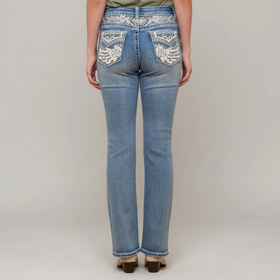 Westfield Eagle Women’s Embroidered Bootcut Jeans. Wings & Rose Bling Denim
