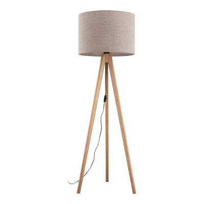 GRAND Pine & Linen Mid-Century Modern Floor Lamp for Living Room, Bedroom & Reading Nook