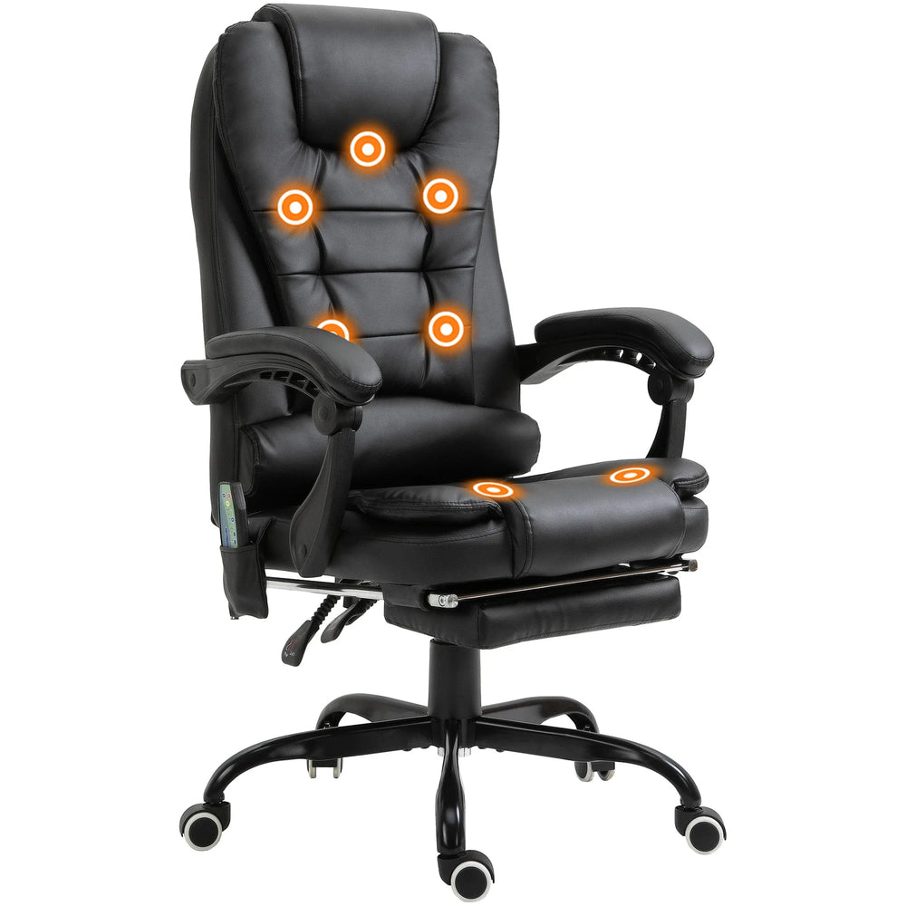 Fauteuil de bureau exécutif Declan avec massage à 7 points et fonctions inclinables - Noir
