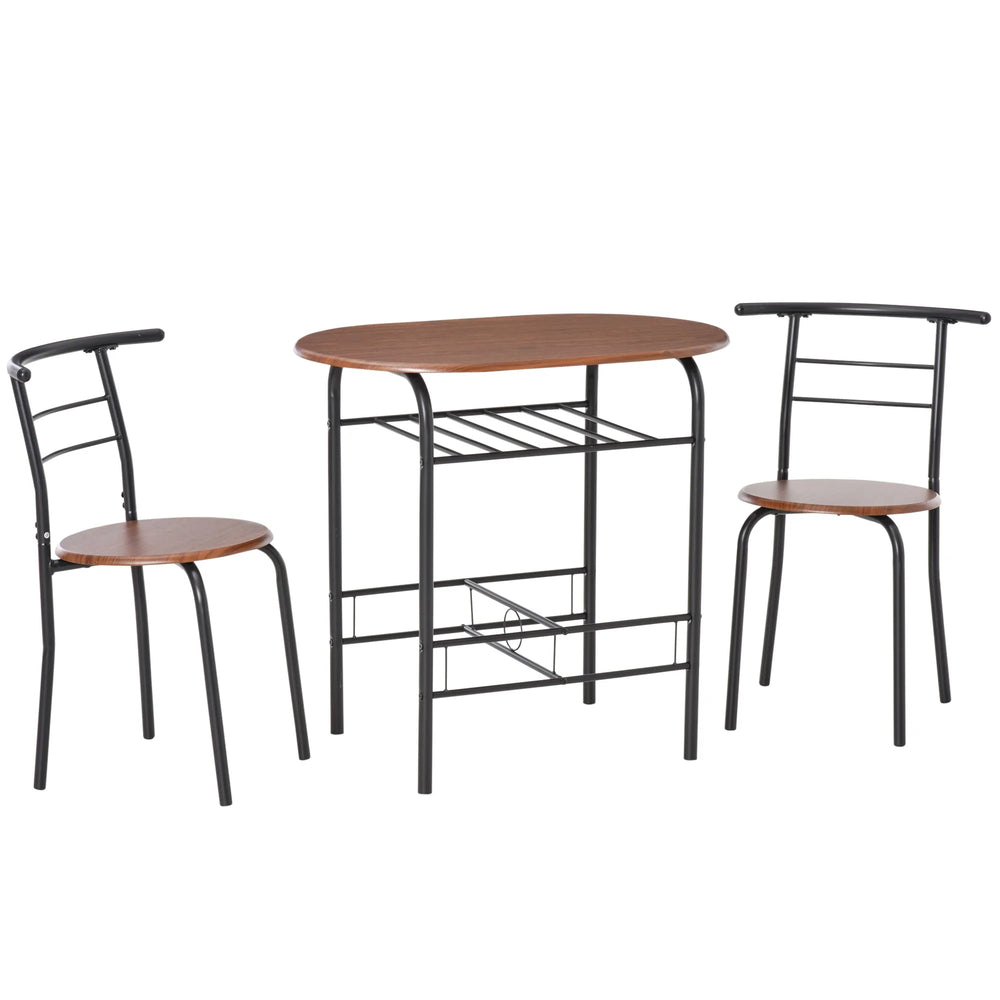 Ensemble de salle à manger Foden 3 pièces avec étagère, pour petits espaces - Brun naturel