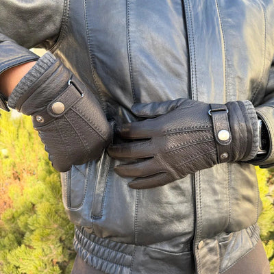 Gants Noirs en Cuir de Chèvre pour Homme