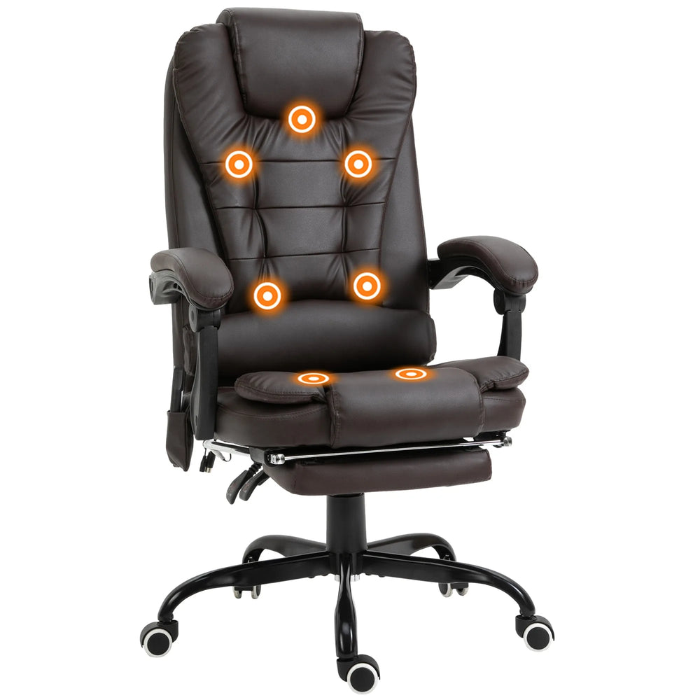 Fauteuil de bureau exécutif Declan avec 7 points de massage et fonctions inclinables - Brun
