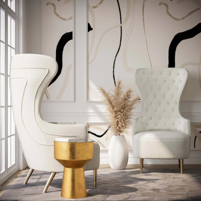 Fauteuil d'appoint Sinaia en velours touffeté à dossier haut - Choix de couleurs multiples