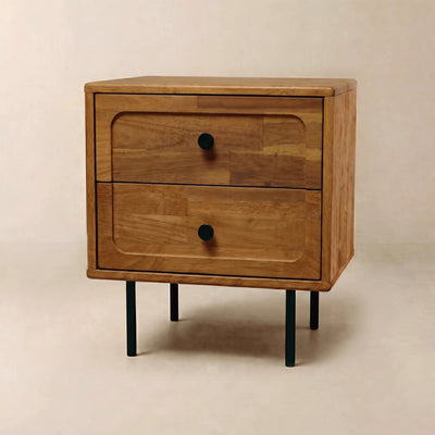 Savana Two Drawers Solid Wood Nightstand