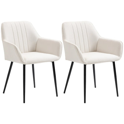 Ensemble de 2 chaises de salle à manger Robbie Modern avec accoudoirs - Beige