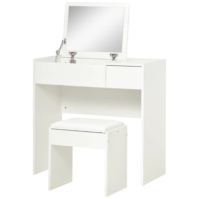 Mia Modern Vanity Set with Flip Top Mirror-White