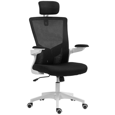 Fauteuil de bureau ergonomique Andre avec support lombaire 2D et appui-tête réglable - Noir/Blanc