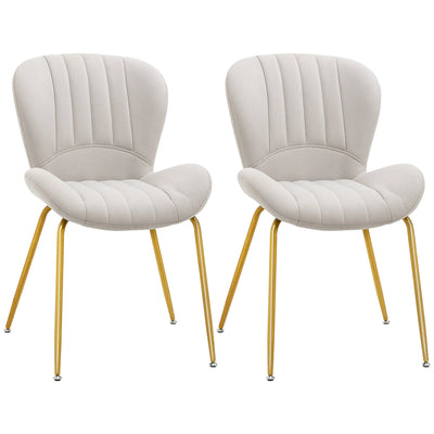 Lux Modern Dining Chairs with Cushioned Backrest-Set of 2-Cream White