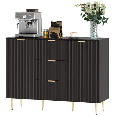 Ellis Modern Kitchen Buffet/Hallway Cabinet with 3 Drawers-Black