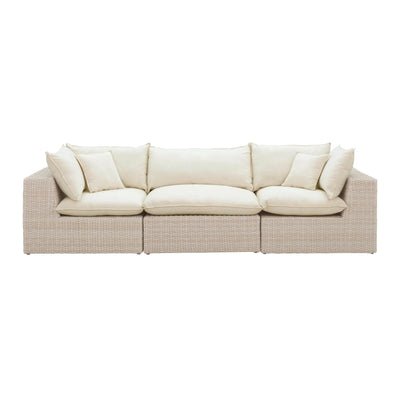 Sunbay 3 Seater Outdoor Natural Wicker Modular Sofa - Beige