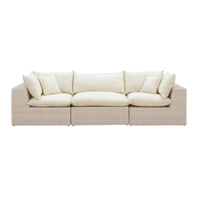Canapé modulaire d'extérieur Sunbay 3 places en osier naturel - Beige