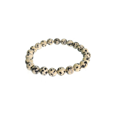 Bracelet Rond en Jaspe Dalmatien - 8mm