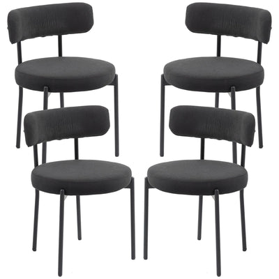 Avery 4 Chaises de Salle à Manger Modernes avec Rembourrage en Velours Côtelé - Noir